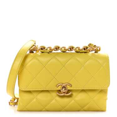 CHANEL Lambskin Quilted CC Chain Bar Top Handle F… - image 1