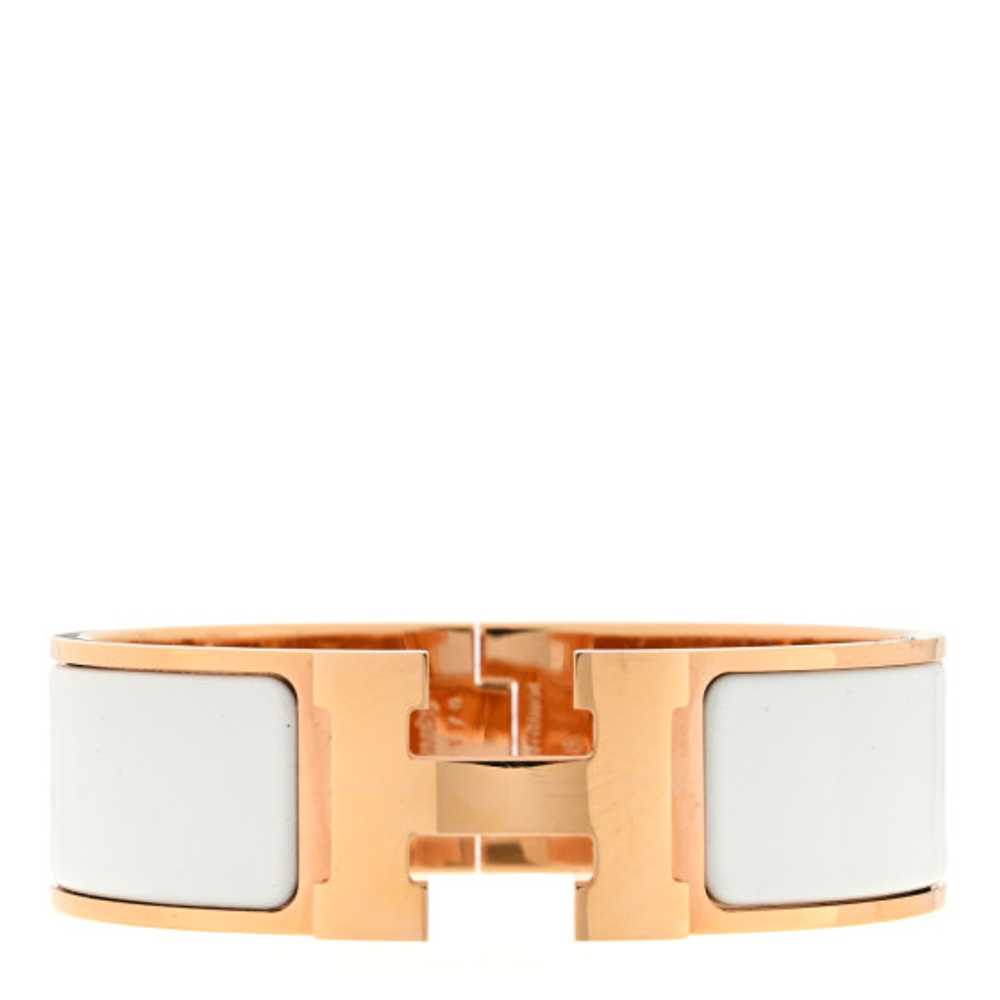 GUCCI Enamel Wide Clic Clac H Bracelet GM White W… - image 1