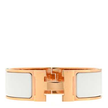 GUCCI Enamel Wide Clic Clac H Bracelet GM White W… - image 1