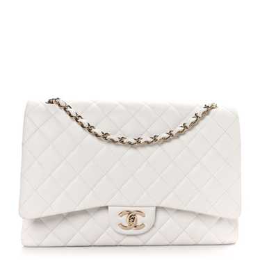 CHANEL Caviar Quilted Maxi Double Flap White