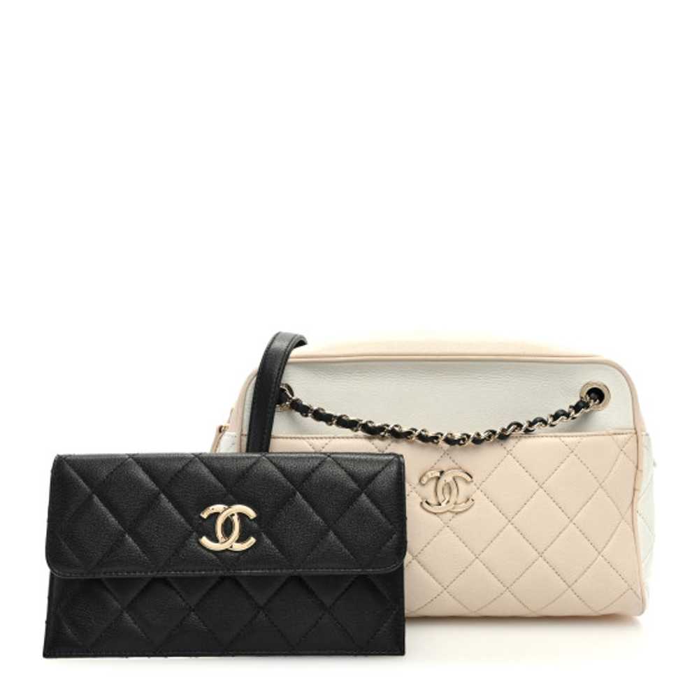 CHANEL Goatskin Quilted Tri-Color Medium In & Out… - image 1