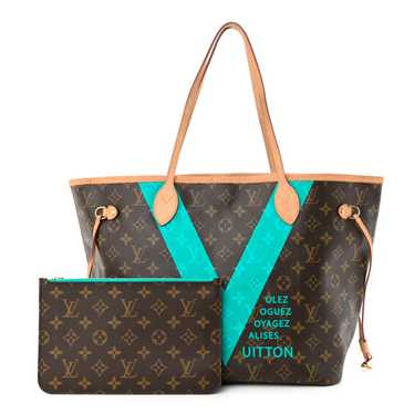 LOUIS VUITTON Monogram V Neverfull MM Turquoise