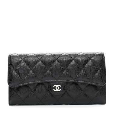 CHANEL Caviar Quilted Large Gusset Flap Wallet Bl… - image 1