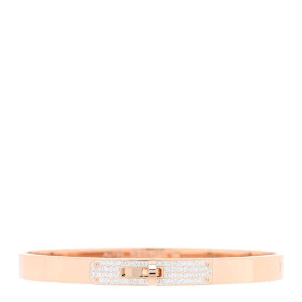 HERMES 18K Rose Gold Diamond PM Kelly Pave Bracel… - image 1