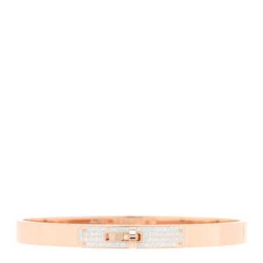 HERMES 18K Rose Gold Diamond PM Kelly Pave Bracele