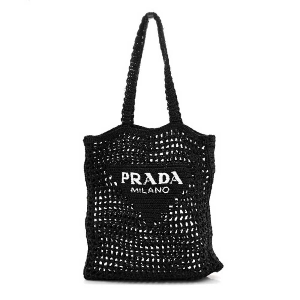 PRADA Yarn Raffia Effect Crochet Logo Embroidered… - image 1