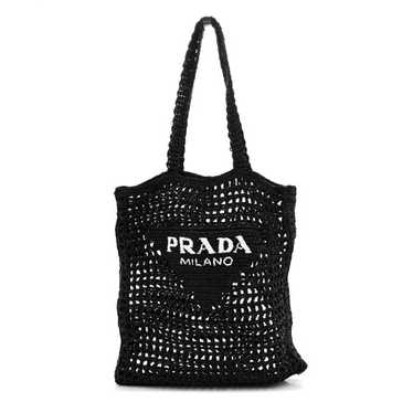 PRADA Yarn Raffia Effect Crochet Logo Embroidered… - image 1