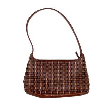 Vintage 90s Y2K Nine West Brown Woven Faux Leathe… - image 1