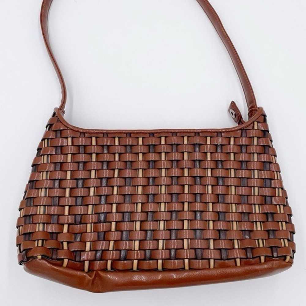 Vintage 90s Y2K Nine West Brown Woven Faux Leathe… - image 3