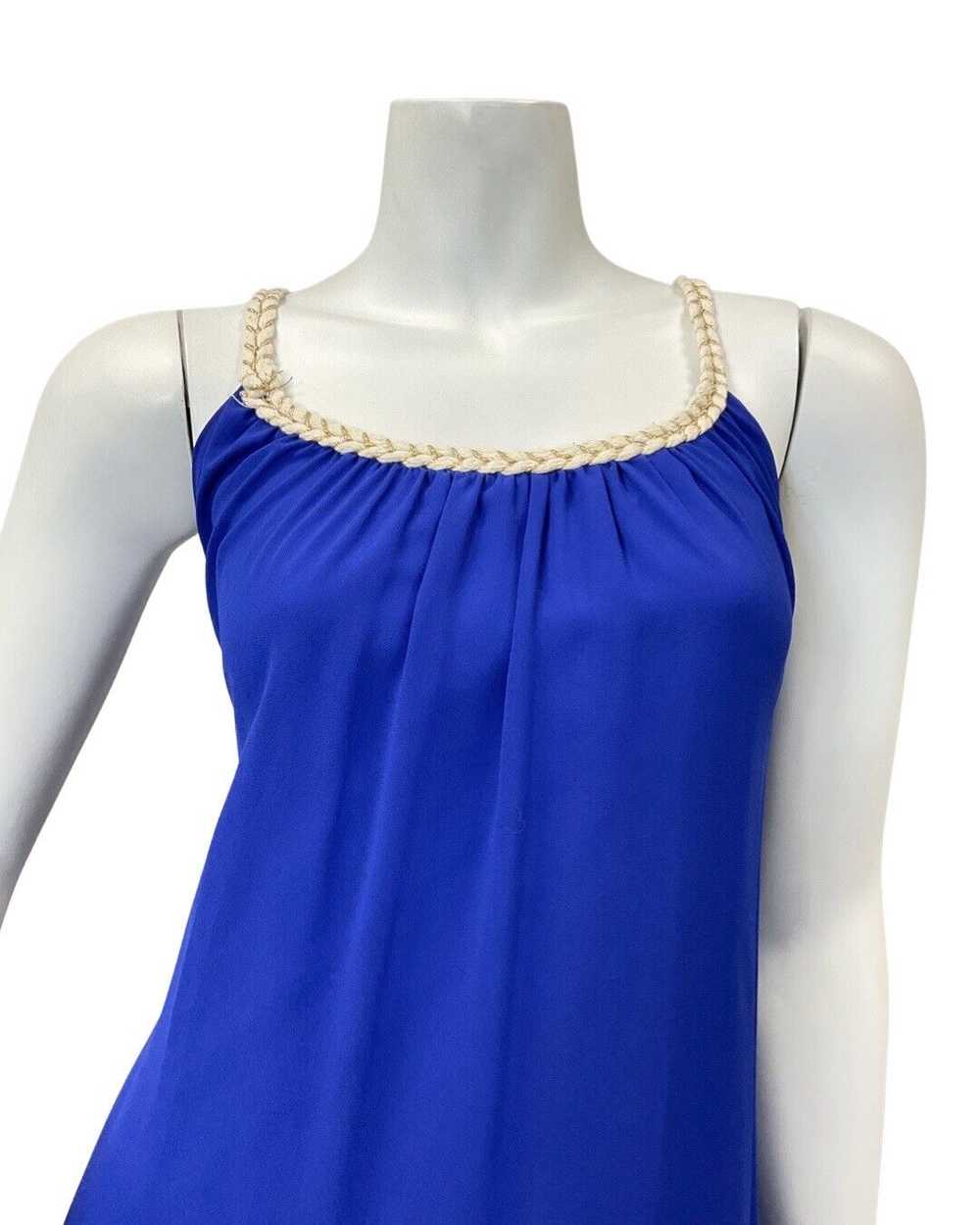 VINTAGE 60s 70s ROYAL BLUE CREAM GOLD BRAIDED STR… - image 3