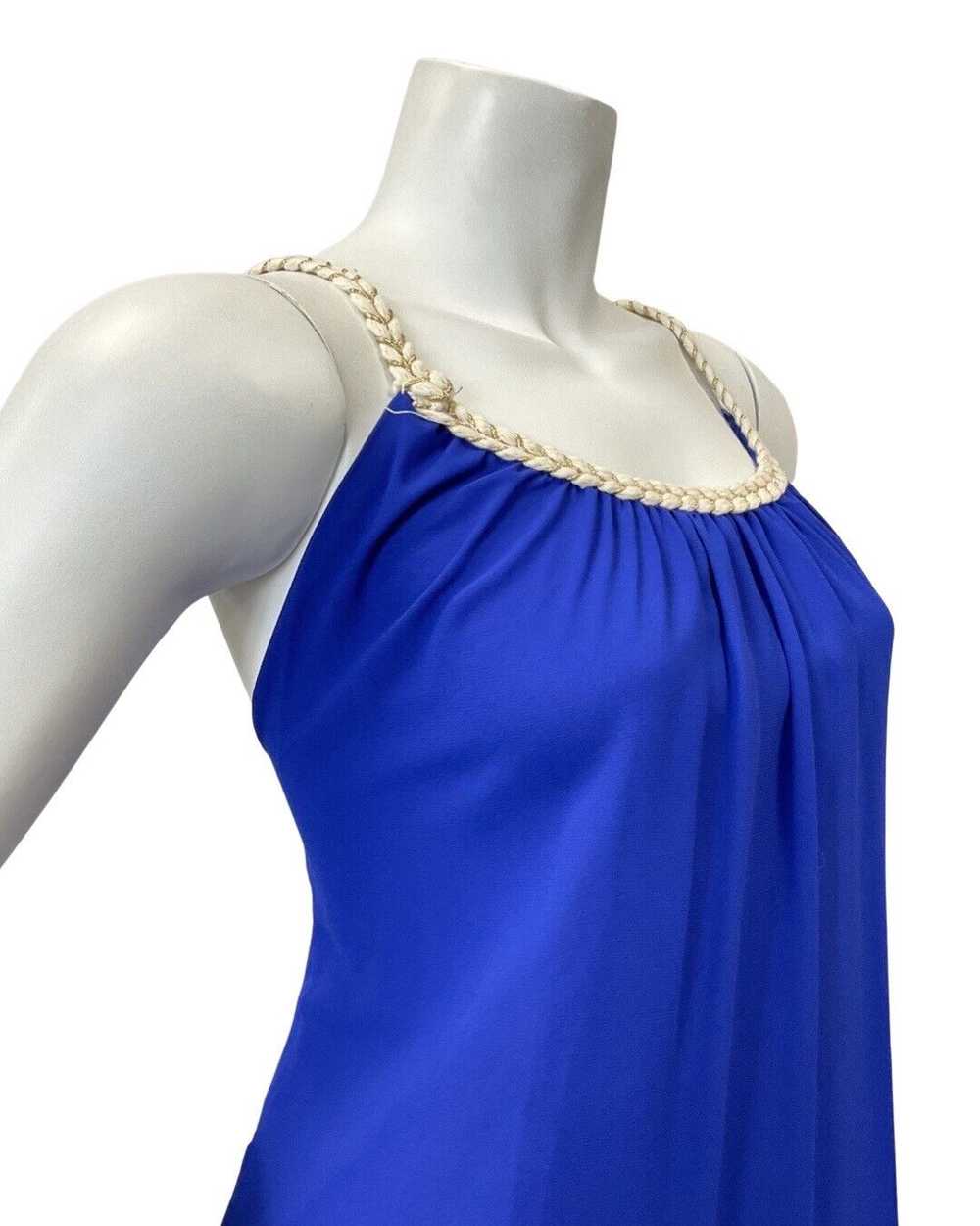 VINTAGE 60s 70s ROYAL BLUE CREAM GOLD BRAIDED STR… - image 4