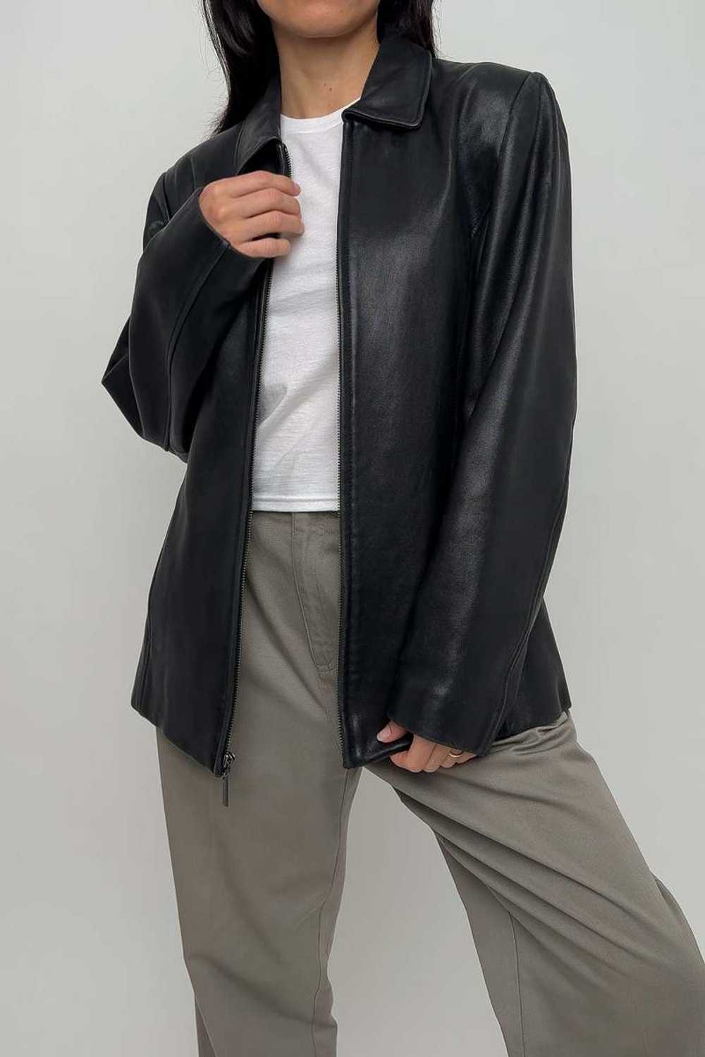 Vintage 90s Leather Zip Up Jacket - Noir - image 3