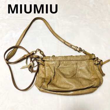 Genuine miumiu Miu Miu leather gathered mini shoul