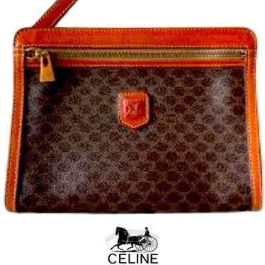 Authentic Celine Macadam Leather Brown Clutch