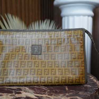 FENDI Zucchino Canvas Clutch Bag