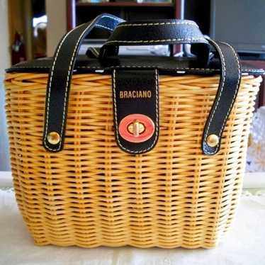 Braciano Vintage 80s Wicker Basket Bag