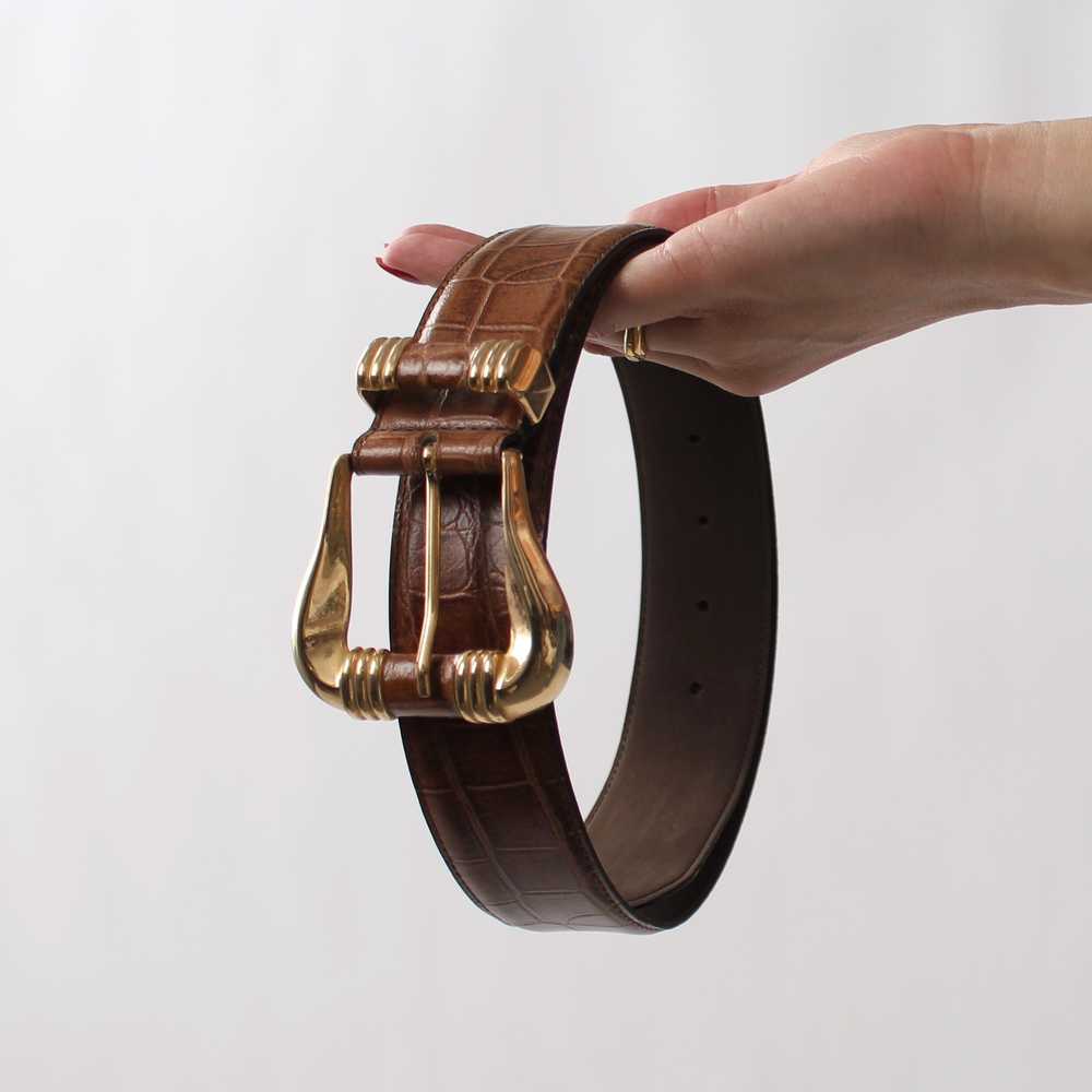 Vintage Embossed Italian Leather Belt - image 4