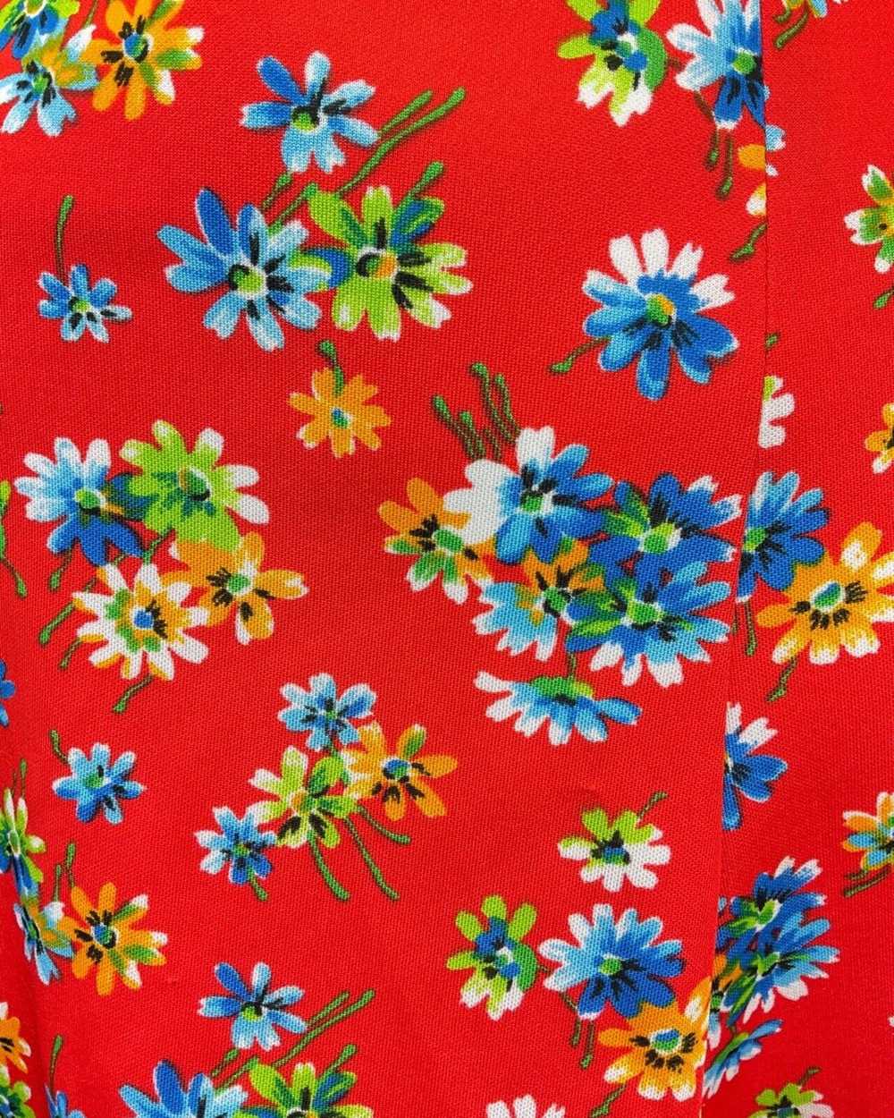 VINTAGE 60s 70s RED BLUE GREEN FLORAL APRON SUMME… - image 7