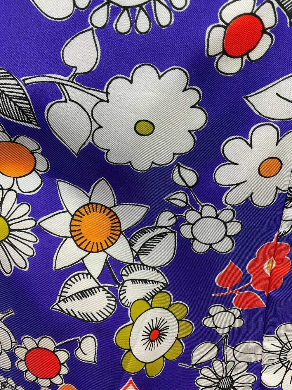 VINTAGE 60s 70s PURPLE WHITE ORANGE FLORAL DAISY … - image 7