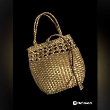 Salvatore Ferragamo Golden Woven Small Tote - EUC