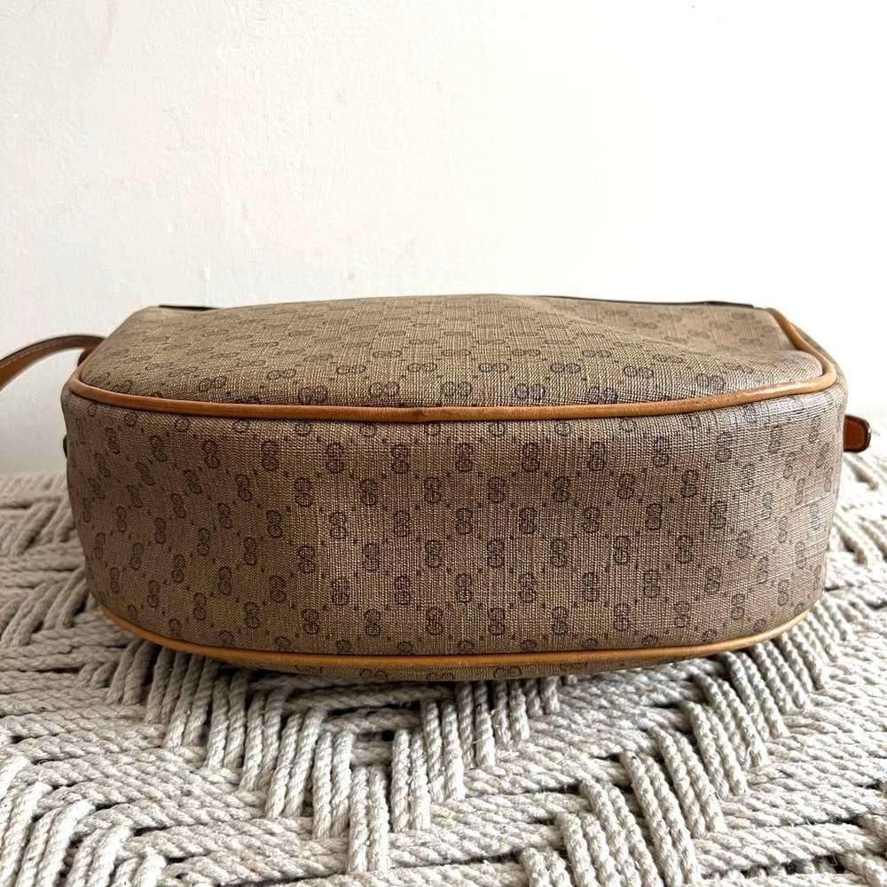 GUCCI Vintage GG Plus Tan Leather Crossbody Bag - image 4