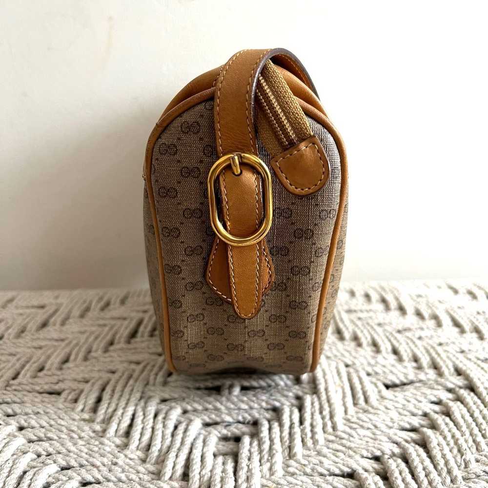 GUCCI Vintage GG Plus Tan Leather Crossbody Bag - image 5