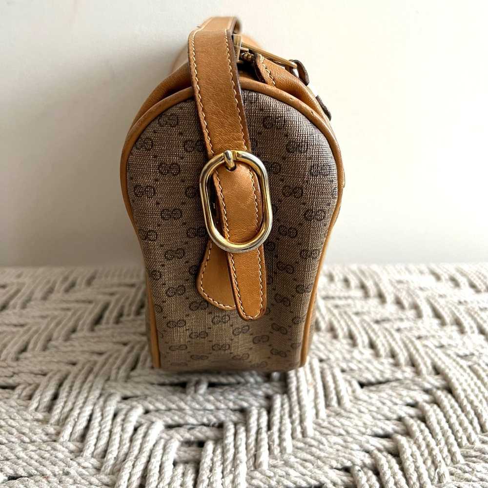 GUCCI Vintage GG Plus Tan Leather Crossbody Bag - image 6