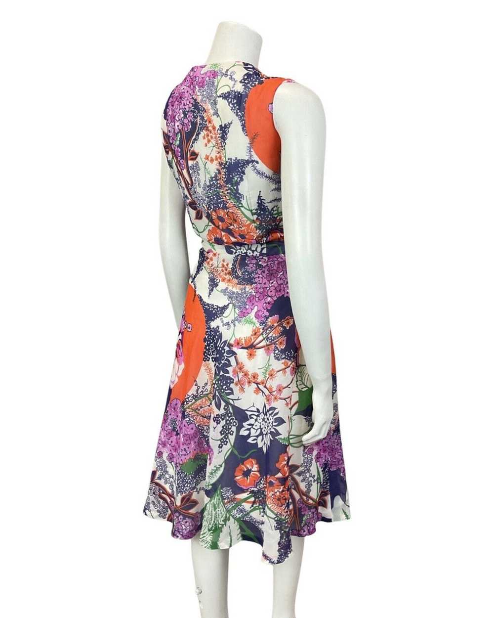 VINTAGE 60s 70s PURPLE GREEN RED FLORAL SLEEVELES… - image 6