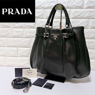 PRADA 2way Leather Shoulder Bag Handbag Black - image 1