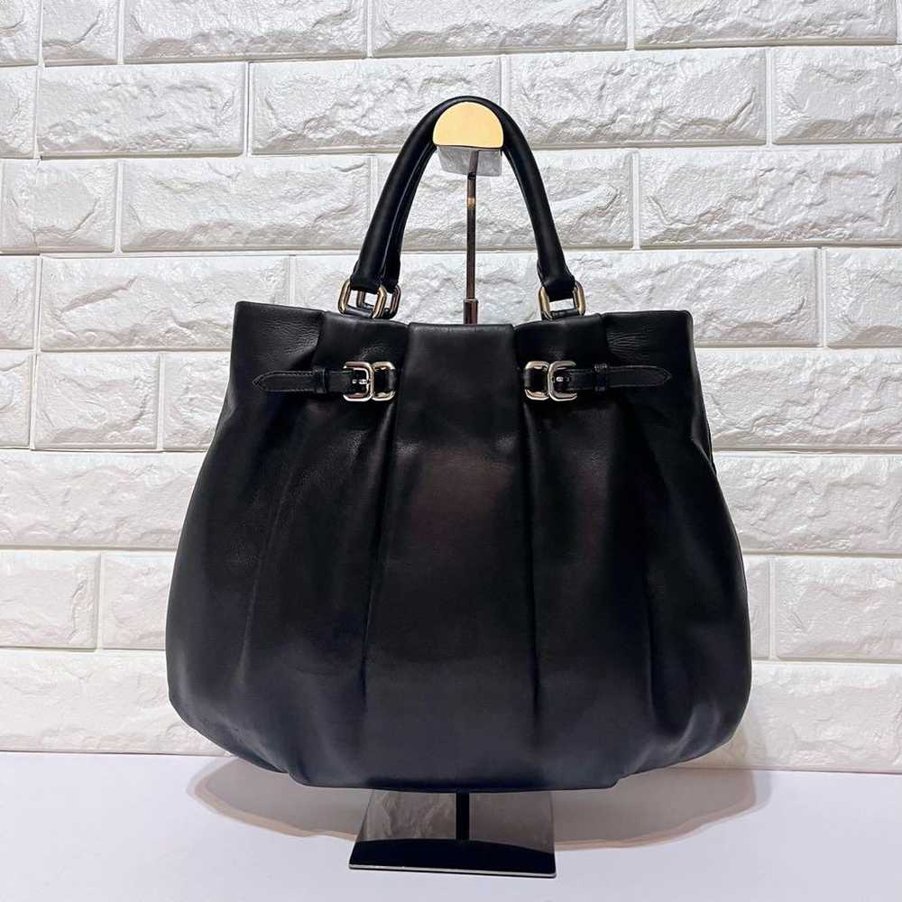 PRADA 2way Leather Shoulder Bag Handbag Black - image 3