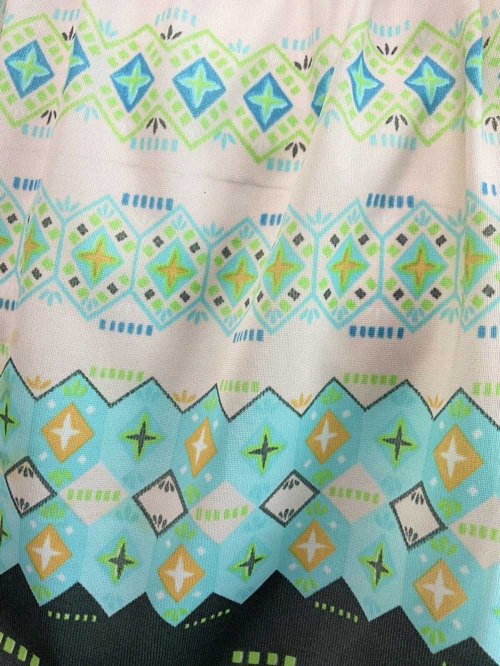 VINTAGE 60s 70s WHITE BLUE GREEN GEOMETRIC BOHO F… - image 7