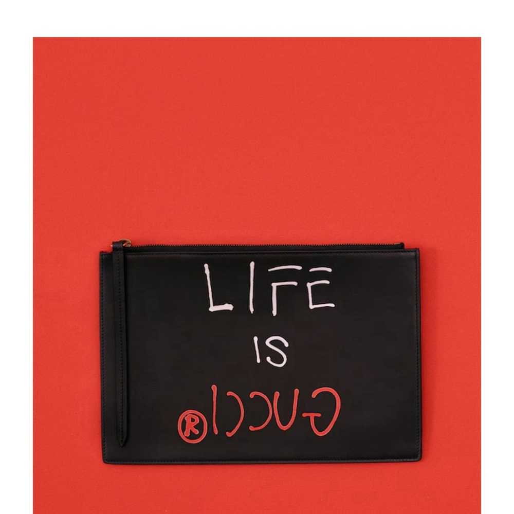 “Life is Gucci” leather Gucci Clutch - image 1