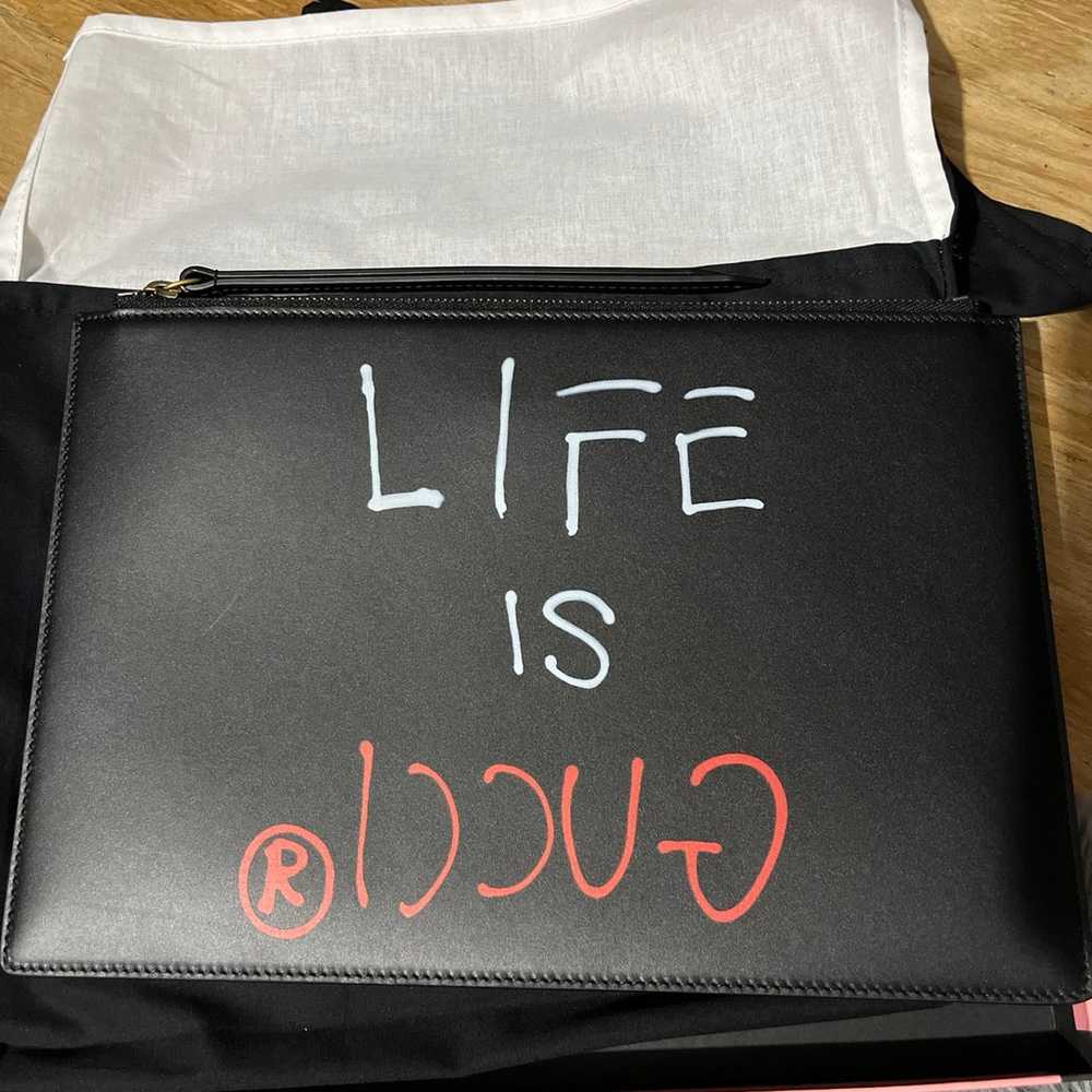 “Life is Gucci” leather Gucci Clutch - image 2