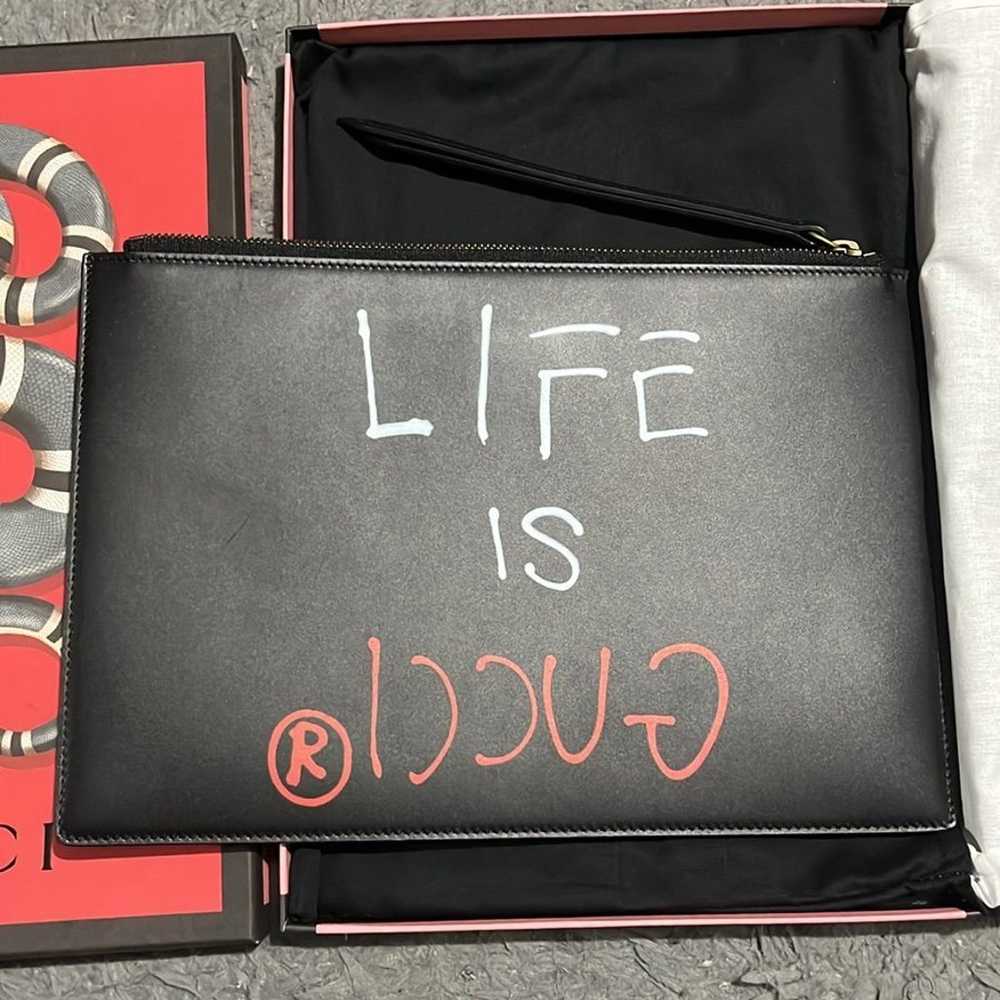 “Life is Gucci” leather Gucci Clutch - image 4