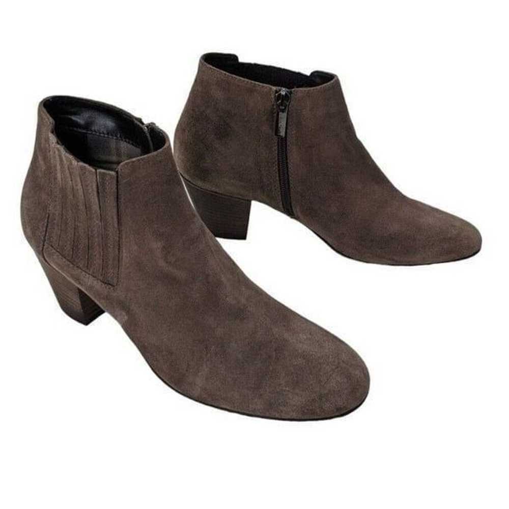 Aquatalia Brown Suede Leather Fallyn Zip Western … - image 1