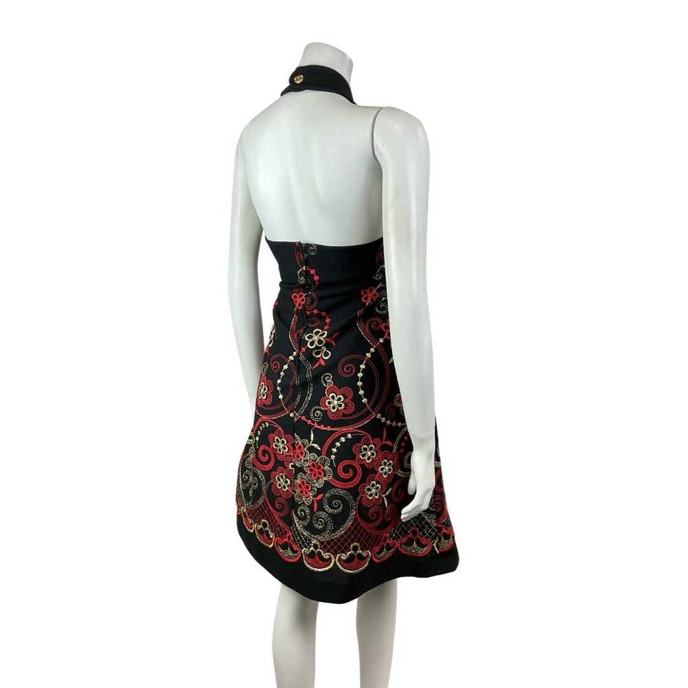 VINTAGE 60s 70s BLACK RED GOLD FLORAL EMBROIDERED… - image 6