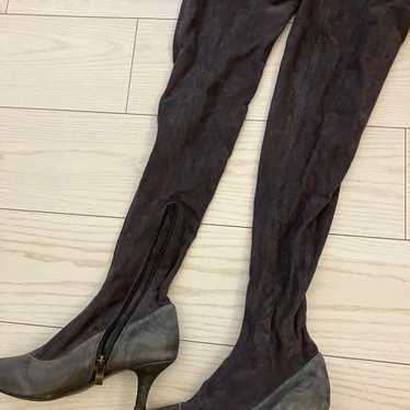 Poolside, grey suede knee-high boots, 22.5cm.