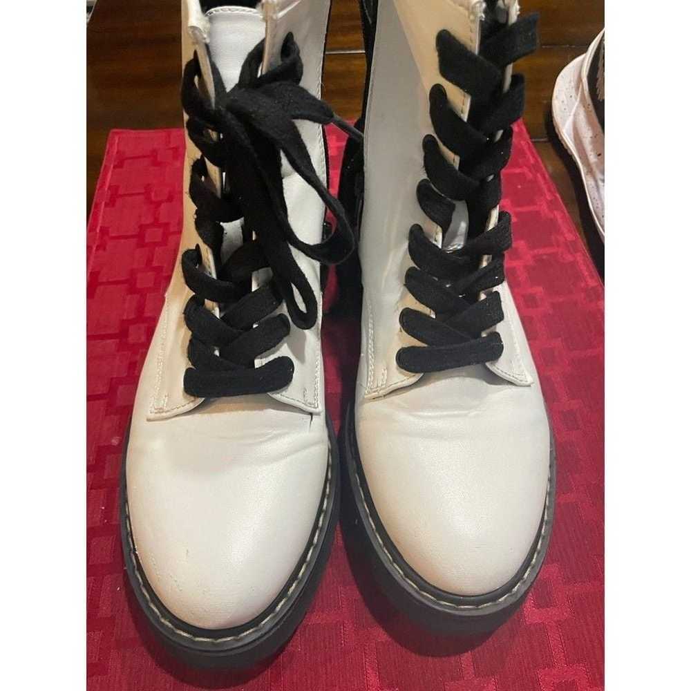 Madden Girl white combat boots lace zip 7.5 (6) - image 1