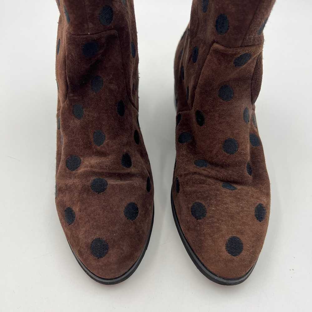 Vintage Perry Ellis Suede Polka Dot Boots Chocola… - image 2