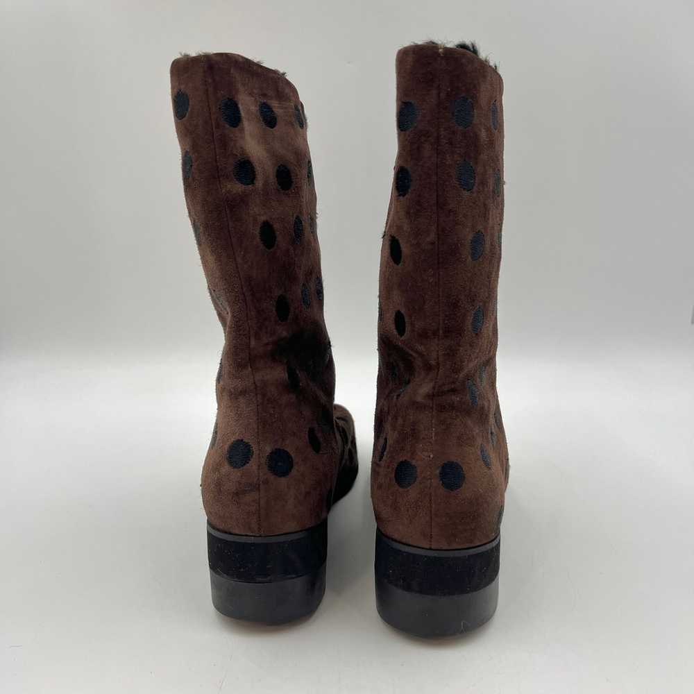 Vintage Perry Ellis Suede Polka Dot Boots Chocola… - image 5