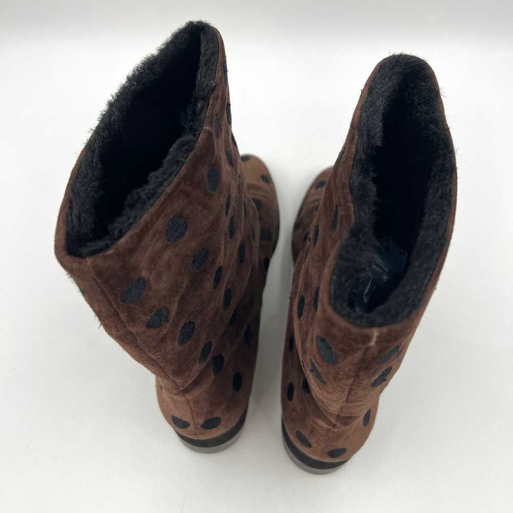 Vintage Perry Ellis Suede Polka Dot Boots Chocola… - image 6