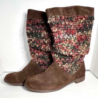 Toms Serra Slouchy Sweater Knit and Suede Boots Wo