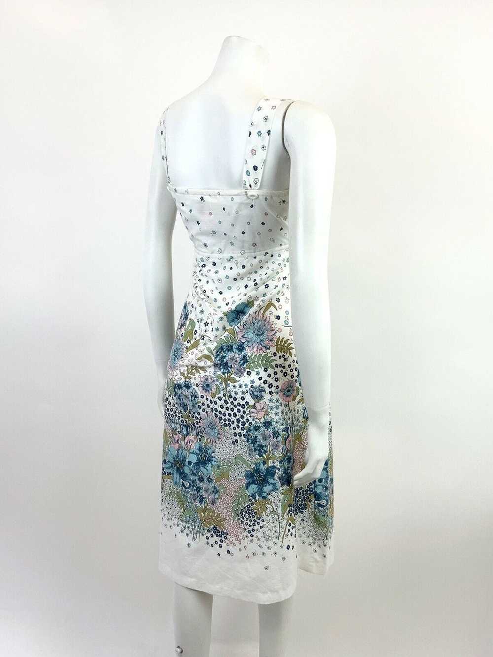 VTG 60s 70s WHITE BLUE PINK GOLD FLORAL DITSY EMP… - image 7