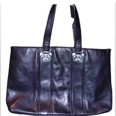 Tory Burch Vintage All Black Leather Tote