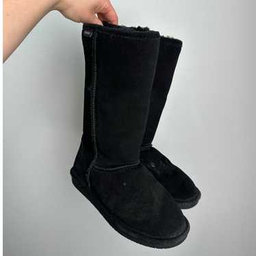 Bearpaw Black Mid-Calf Sheepskin Wool Blend Suede 