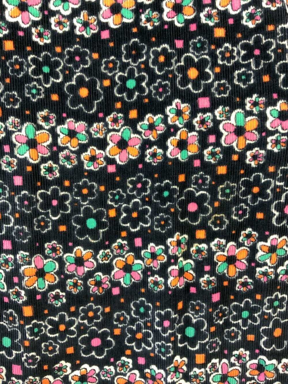 VTG 60s 70s BLACK PINK GREEN WHITE FLORAL DAISY C… - image 6