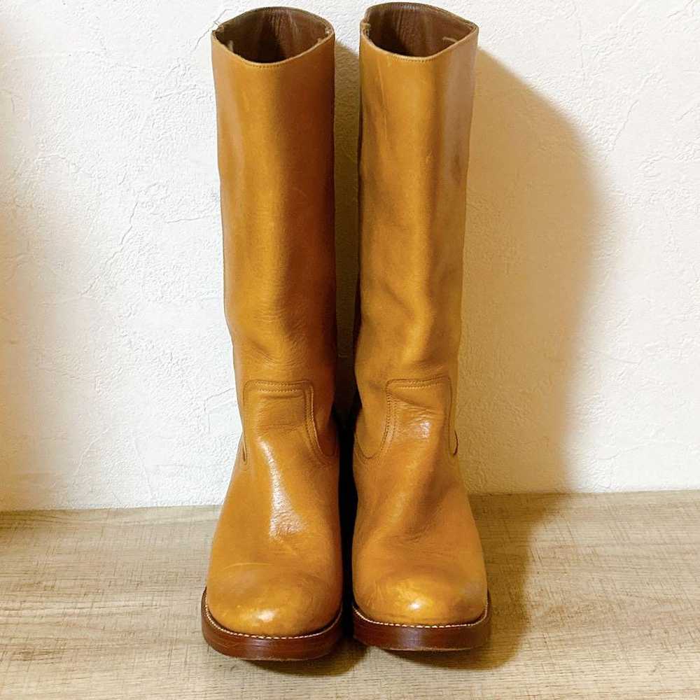 MONTANA Leather Long Boots Size 6 1/2 Camel - image 2