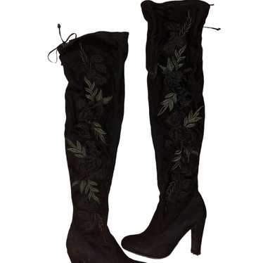 Black suede over the knee boots