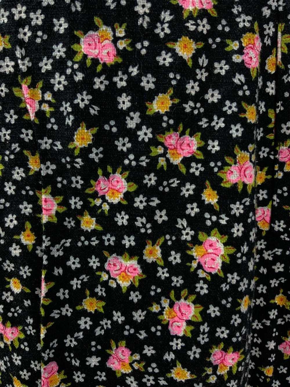 VINTAGE 60s 70s BLACK PINK WHITE DITSY FLORAL PRA… - image 4