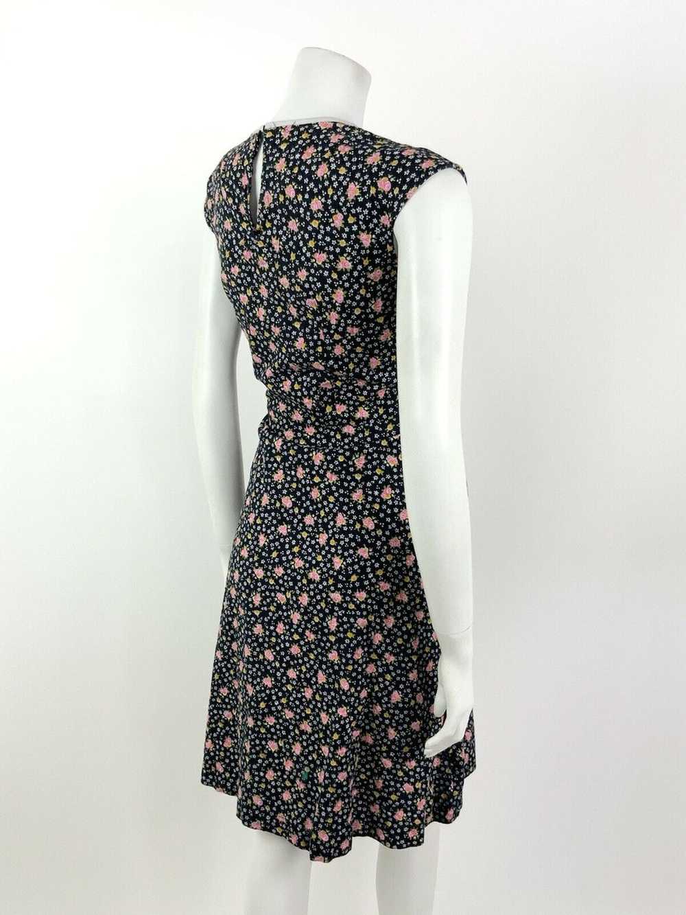 VINTAGE 60s 70s BLACK PINK WHITE DITSY FLORAL PRA… - image 7